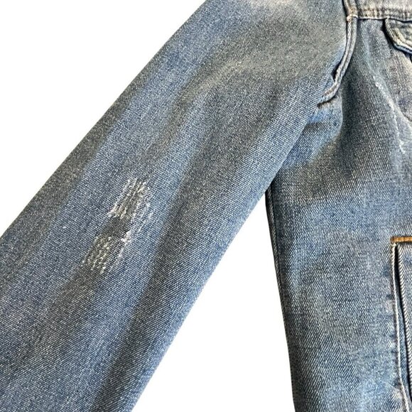 CiSono Women Sherpa Lined Trucker Jean Jacket L Faux Fur Collar Fleece 90s Y2K - Picture 9 of 16